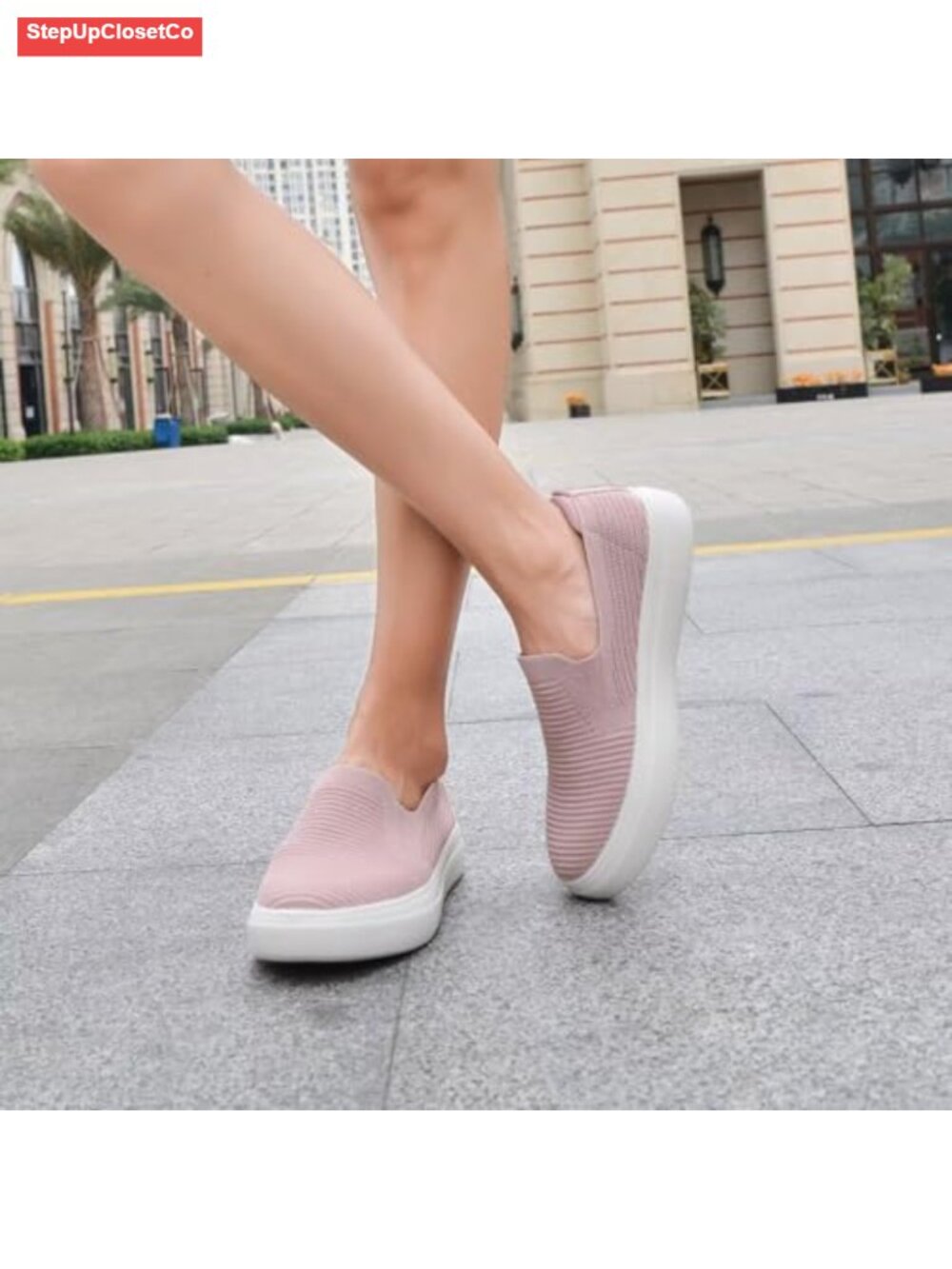 Slip On Walking Shoes Lightweight Breathable Knit Casual Loafers Fashion - Picture 2 of 6